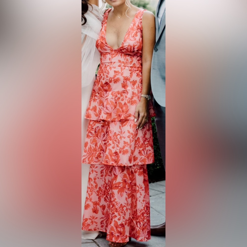 Pink and Red Floral Wedding Guest Dress